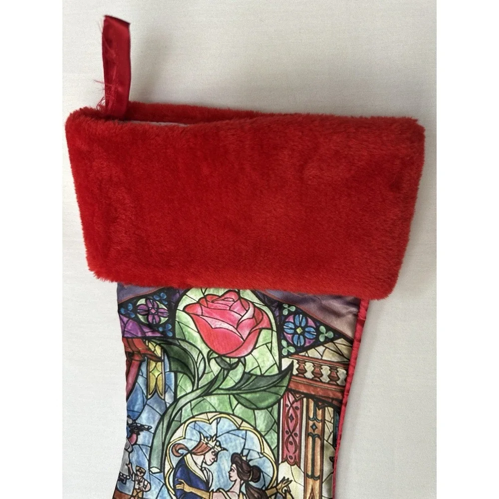 DISNEY PRINCESS CHRISTMAS STOCKING~BELLE~Beauty & Beast‎ Stained Glass Effect
